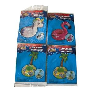Splash N Swim Seahorse-2 Palm Tree- Unicorn 4-Cup Holder Drink Pool Swim Floats